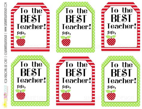 Teacher Gift Tags Free Printable